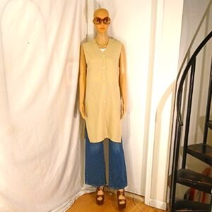 NWOT Gorgio Armani Kahki Tan Linen Sleeveless Vest/Cover